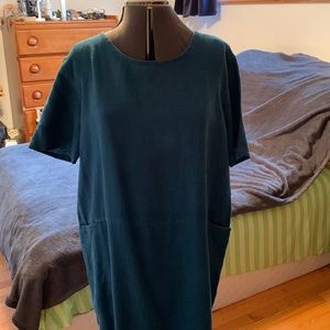 Eileen Fisher linen dark teal dress